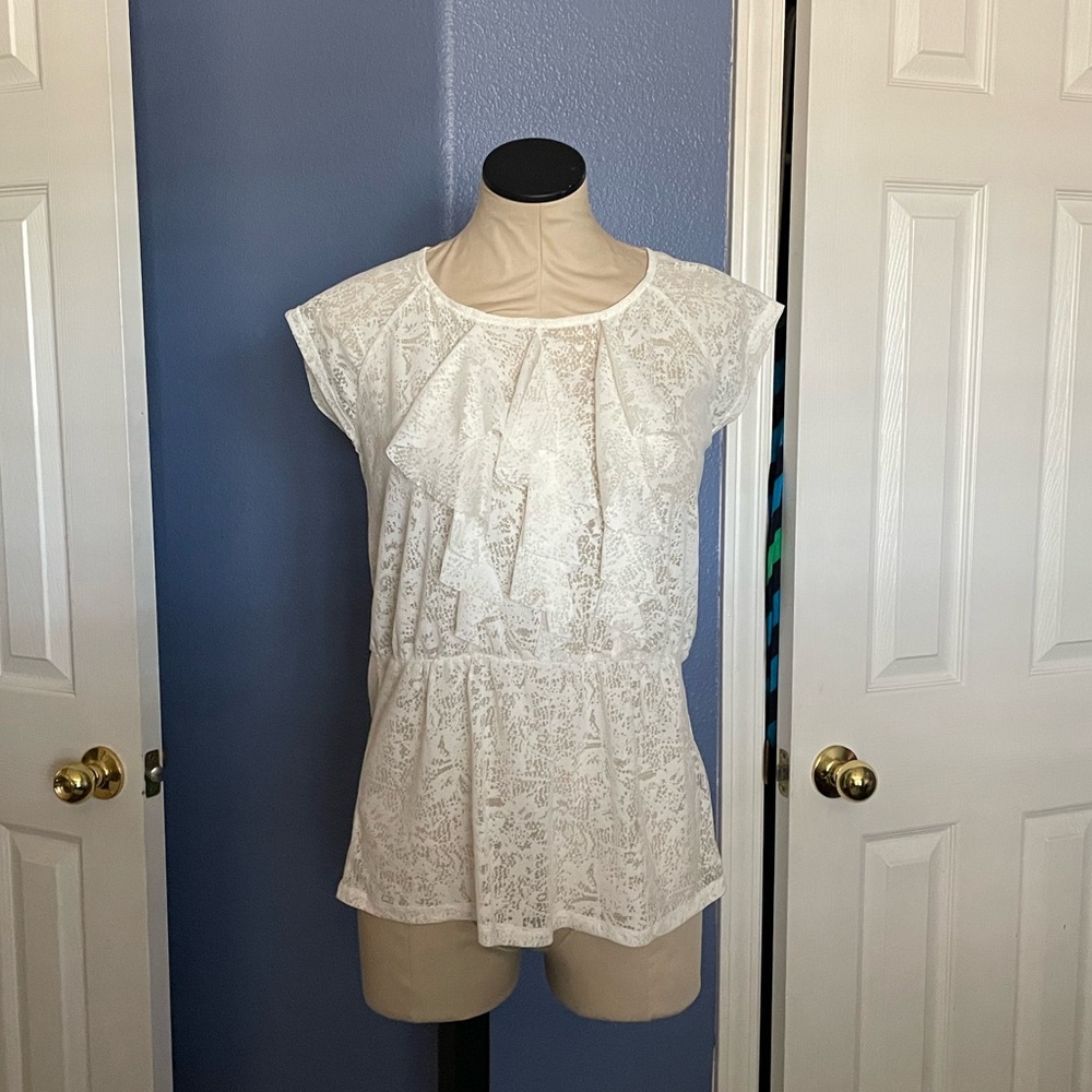 The Limited Cream Peplum Lace Women's Top - Picture 2 of 5